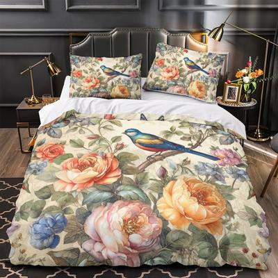 3D Digital Printing Hand-Painted Plant Flower Quilt Cover Pillowcase Two Or Three-Piece Set Polyester Abraded