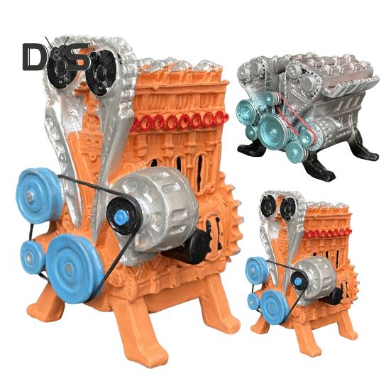 V8 Car Engine Model Realistic Resin 8-Cylinder Auto Engine Decoration Home Office Desktop Ornament Kids Science Learning Educational Toy