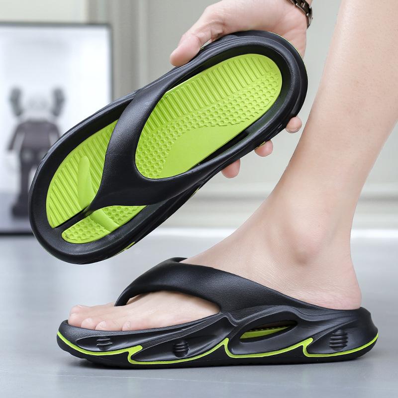 

Шлепанцы летние новые толстые подошвы клип носок легкие и удобные повседневные спортивные пляжные тапочки мужские тапочки 40-41 зелёный/чёрный
