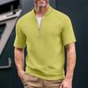 Men's Summer Solid Color Casual T-shirt Sports Breathable Zipper Collar Top