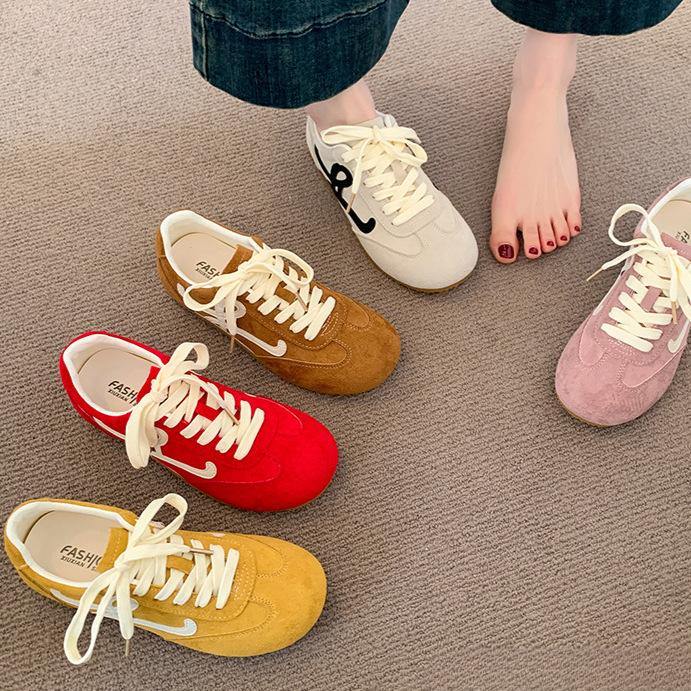 Rote deutsche Trainingsschuhe Damen 2025 neue Frühling Flache Schuhe Lässige Sportschuhe Leicht und nicht ermüdend Forrest Gump Schuhe Damen