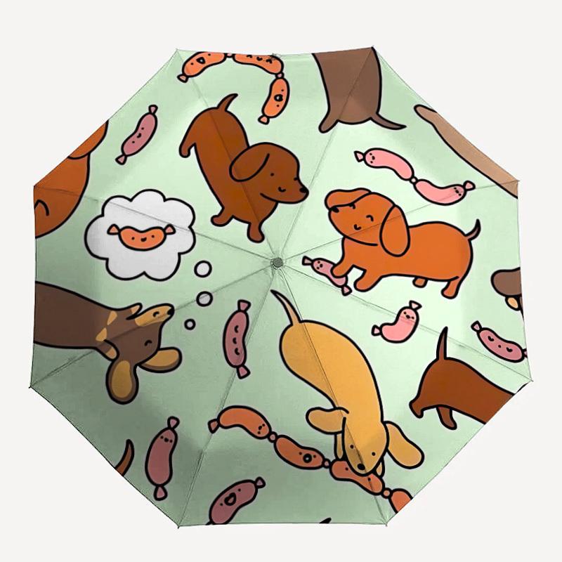 1 шт. Зонт-автомат с рисунком сосисок для собак, компактный складной зонт, всесезонный портативный зонт для женщин/мужчин F1124099