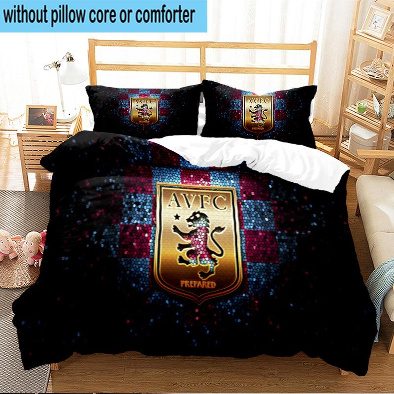 Football Villa Design 3PCS Print Bedding Set, Includes A Duvet Cover and Two Pillowcases for Bedroom, Dormitory, Suitable for All Seasons