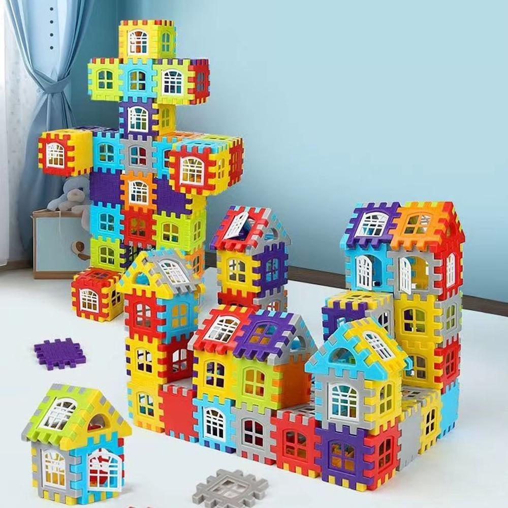 140-25PCS Large Scale House Building Blocks Simulation Window Design Construction Set Kindergarten Toys For Boys And Girls Gift
