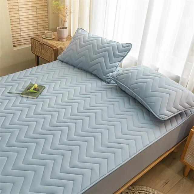 Soy Cotton Bedding Thick Quilted Mattress Cover Elastic Fitted Mattress Protector Bed Linens Soft Pad for Bed Without Pillowcase