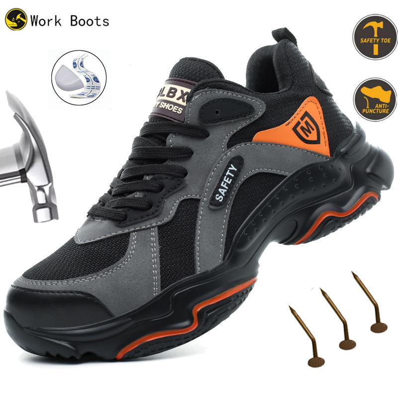 Steel Toe Lightweight Safety Shoes Men Anti-Puncture Anti-Smash Non Slip Construction Work Shoes Indestructible Protective Boots