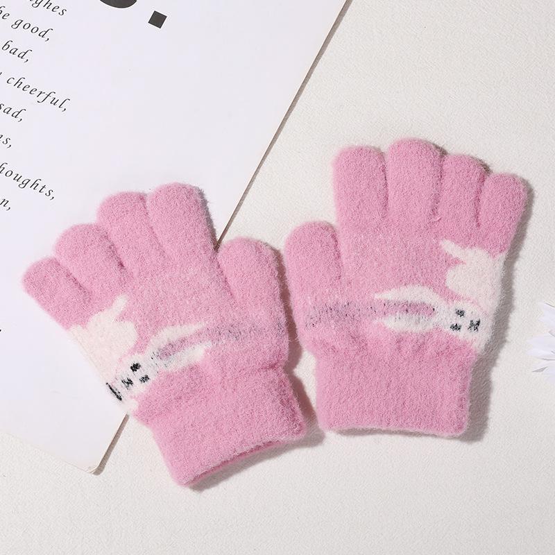 

Children s wool gloves Primary school students winter cute dinosaur knitted warm finger gloves women One Size