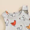 Baby Girls Boys Rompers Infant Hen Print Straps Sleeveless Bodysuits Summer Clothes Jumpsuits Overalls