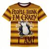 Modisches Herren-T-Shirt Pinguin Streifen 3D-Druck Herren Kurzarm-T-Shirt Locker Lässig Sommer Outdoor Street Herren- und Damen-T-Shirts Tops
