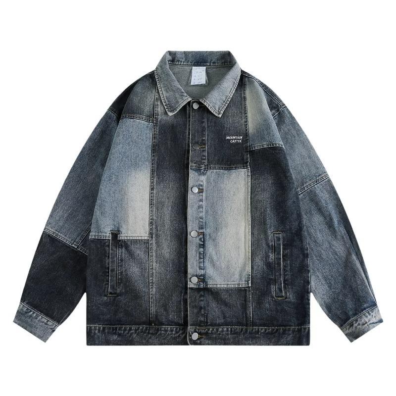 Unisex Retro Denim Motorcycle Jacket: Autumn/Winter Casual Trend, Loose Fit with Lapel