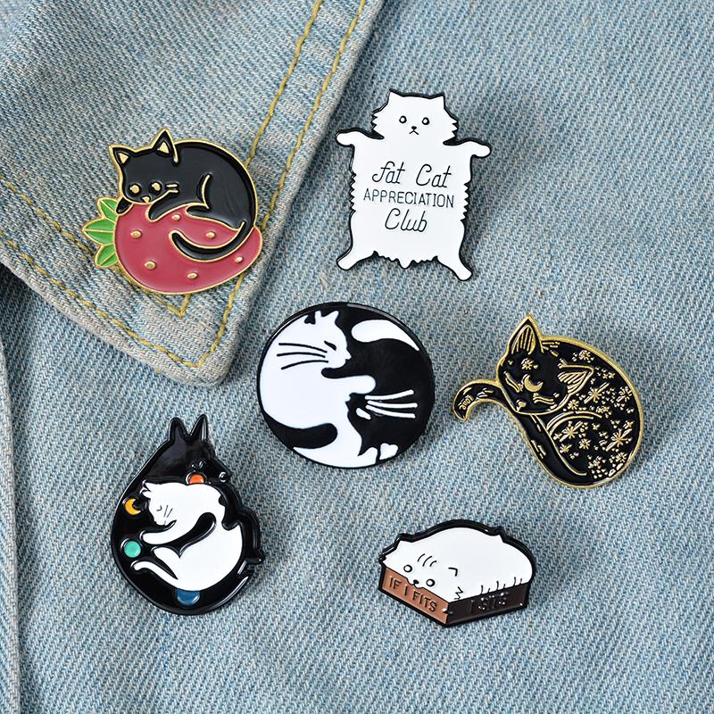 Meow Cat Kindergarten Enamel Pins Box Kitten Hugging Cats Badge Custom Brooch Bag Clothes Lapel Pin Cartoon Animal Jewelry Gift