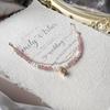 Natural Strawberry Quartz and Freshwater Pearl Beaded Bracelet for Women