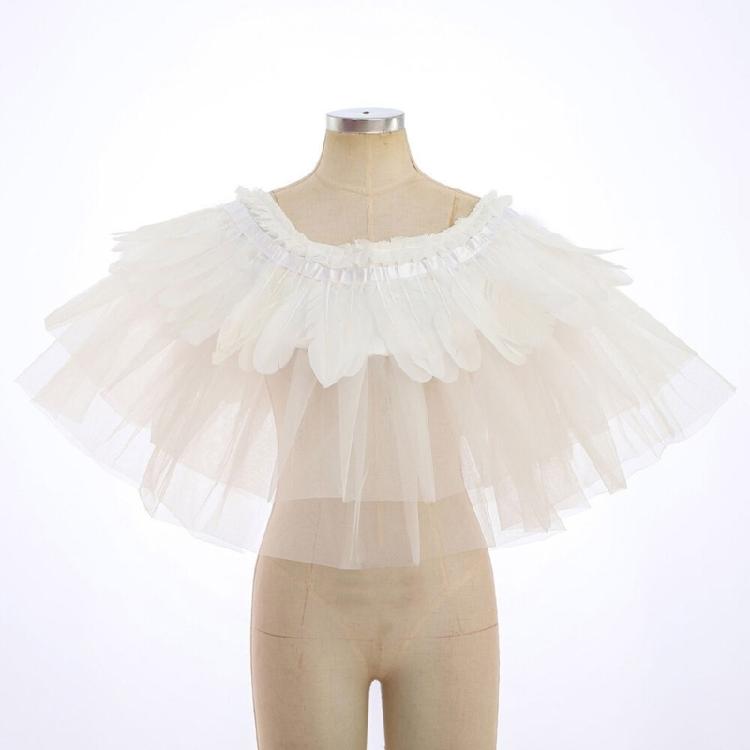 Multilayer Lace Feather Shawl Costume Props Collar Shoulder Wrap for Cosplay Party Carnival and Theme Party Dressingup