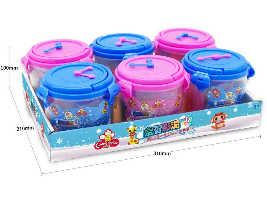

Набор суперлегкого детского пластилина Chuangledo с портативным ящиком для хранения 18 Colors Clock Playdough Set - Pink