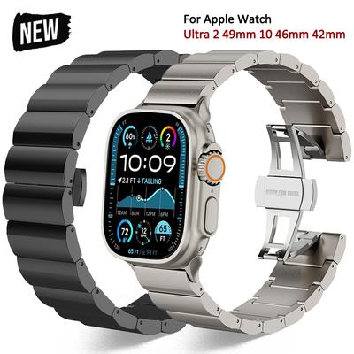 Luxury Titanium Band For Apple Watch Ultra 2 49mm 46mm 45mm 44mm 42mm 40mm 41mm Metal Bracelet For iWatch 10 9 8 7 6 SE 5 Strap
