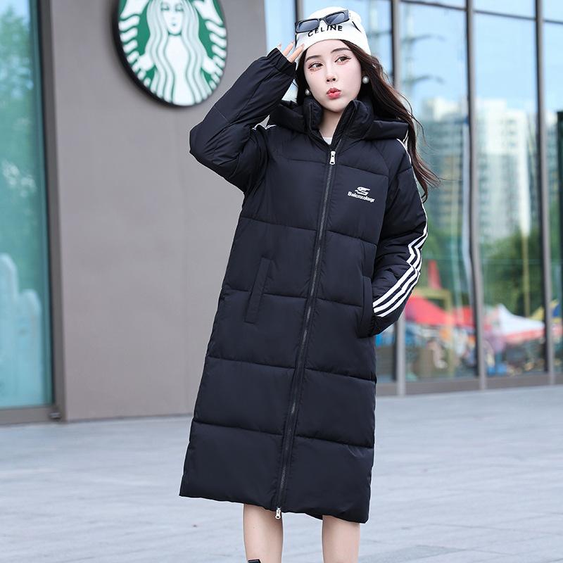 New 2025 new winter down cotton jacket women's long over the knee student couple cotton jacket cargo coat