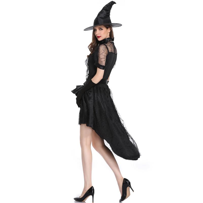 New Halloween Witch Costume Adult Cosplay Black Witch Long Dress Cosplay Costume