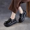 Johnature Genuine Leather Thick Soled Women's Shoes Round Toe Lightweight Retro Flat Platform Shoes