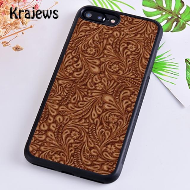 

Krajews BROWN HAND TOOLED WESTERN Soft Phone Case Cover For iPhone 17 Air 16 15 14 plus 11 12 13 pro max coque Fundas iPhone 13