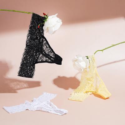 Damen Spitze Höschen mit Blumenmuster und niedriger Taille, Unterwäsche, G-String, Dessous, Unterhose