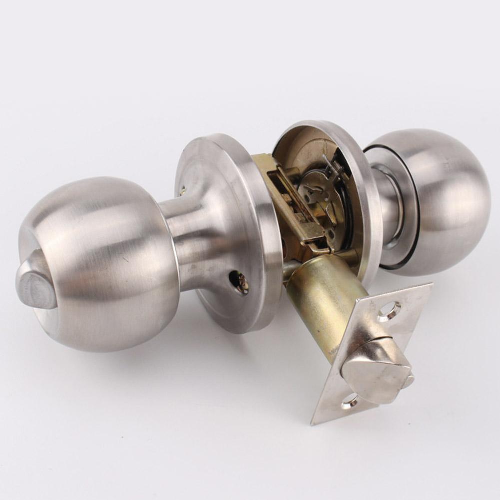 Stainless Steel Three-bar Spherical Bathroom Door Lock Door Tongue Bedroom With Single Locks Double-sided Handle Lock