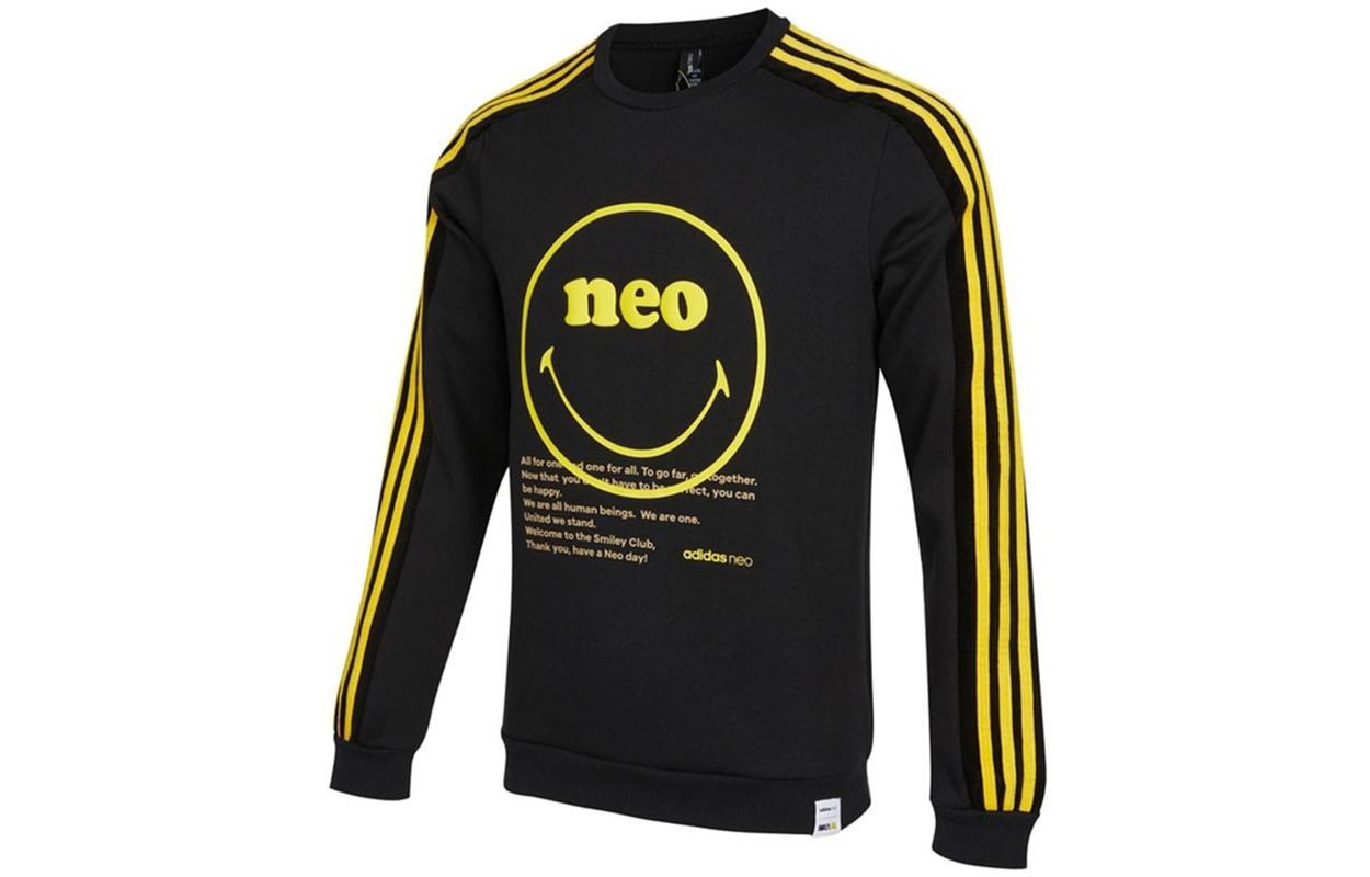 Adidas Neo Sweatshirts Men s Black Crew Neck Moderate Regular HB7408 S