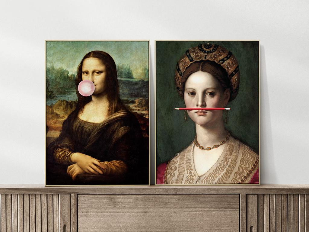 Zestaw plakatów mona lisa ołówek