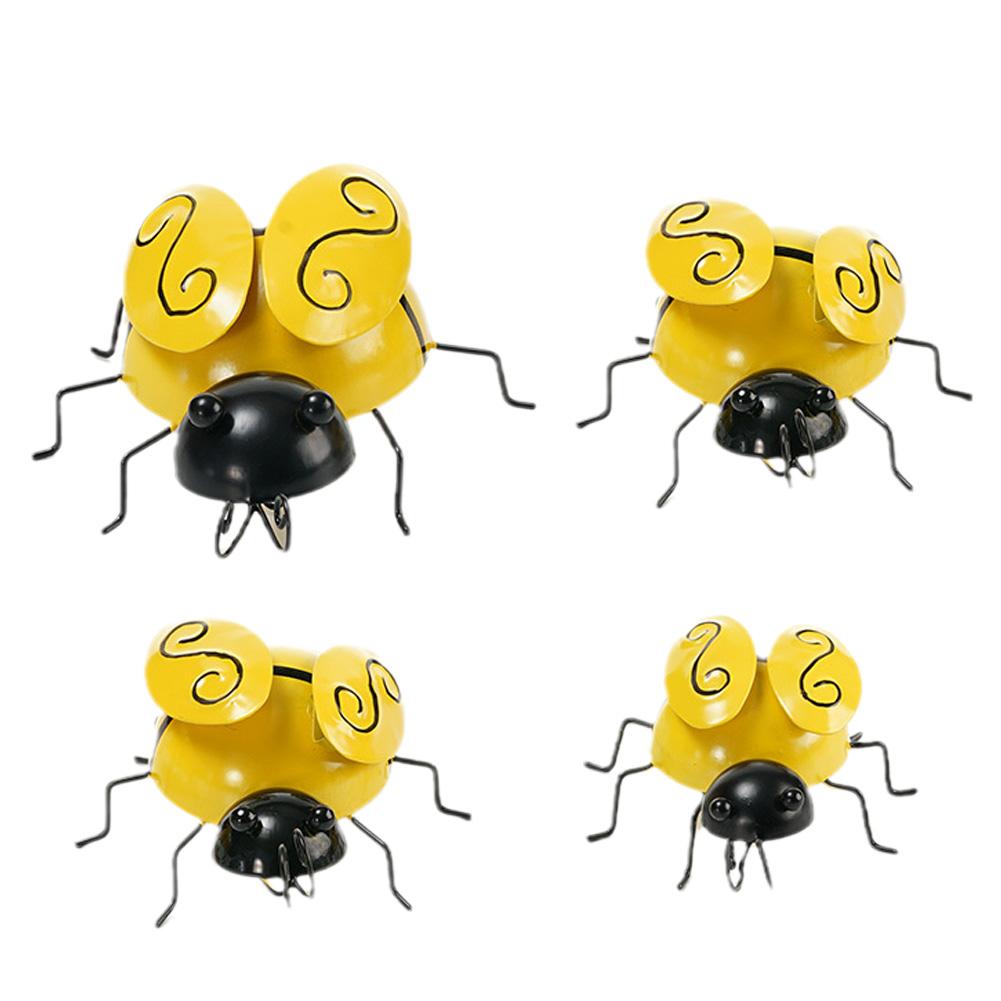 4PCS/SET Decorative Metal Art Bumble Bee Backyard Garden Wall Ornament Accent S8H1