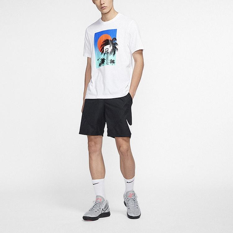 Nike T Shirts Men's White Crew Neck Moderate Straight Fit CV4823-100