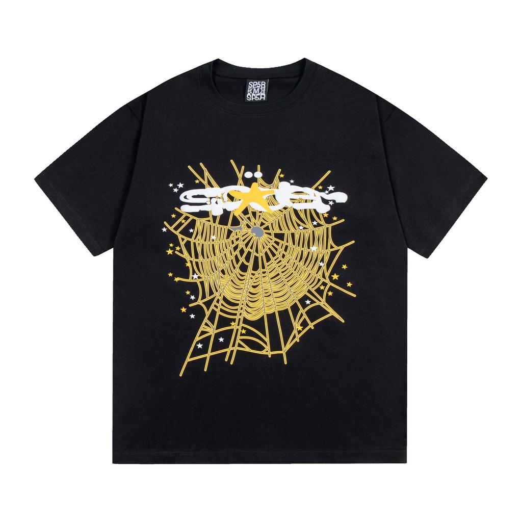 New Trendy Spider Web Print Short Sleeve Men's T-Shirt - Celebrity Style