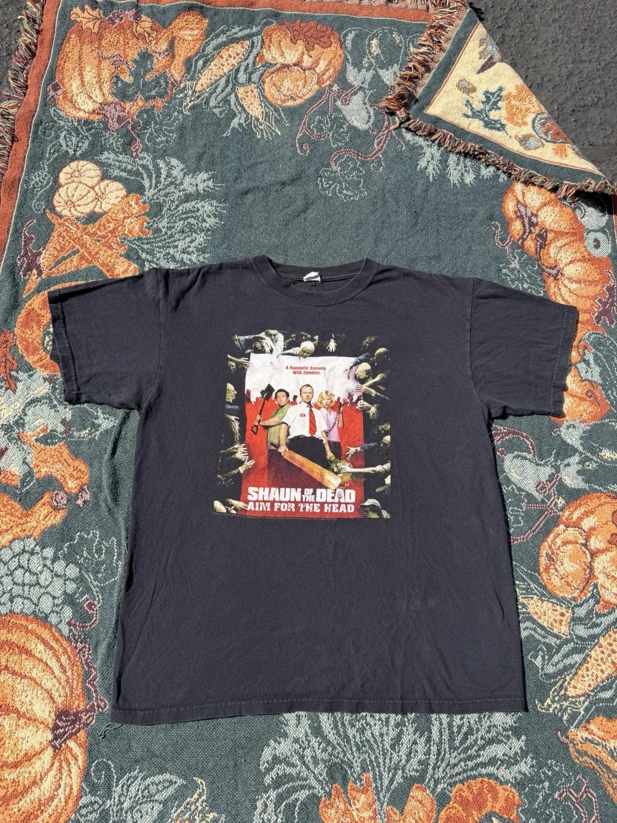 Vintage Y2K Shaun Of The Dead Movie Promo Zombie Black Men’s Shirt Size Large Unisex T-Shirt M