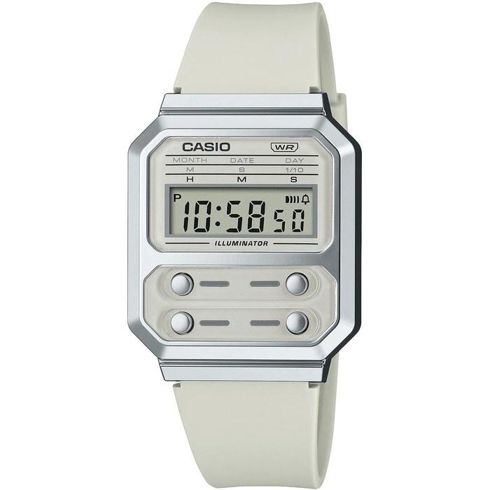 Casio Цифровые часы A100WEF-8A Мужские Бежевый Полиуретановый Ремешок
