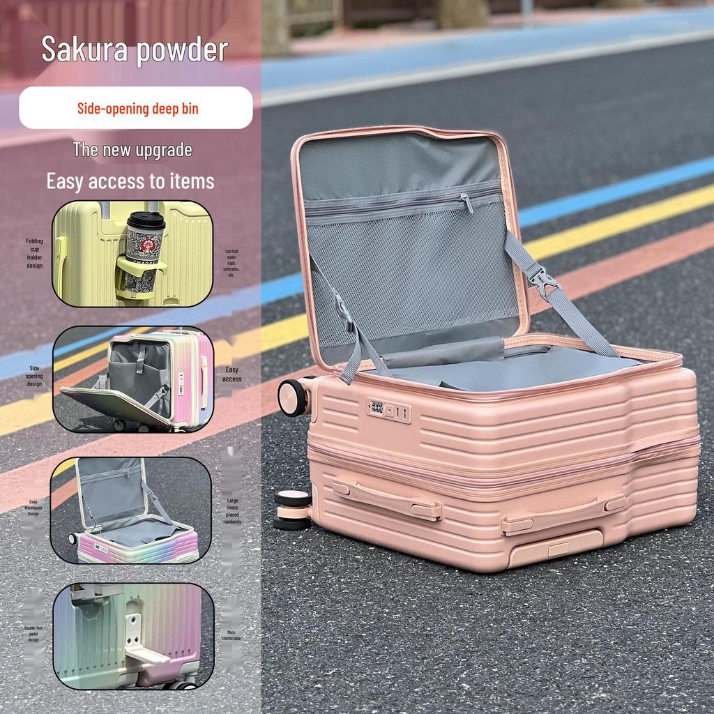 Girls' Lightweight 20" Carry-On Ride-On Suitcase with Combination Lock for Elementary Students
