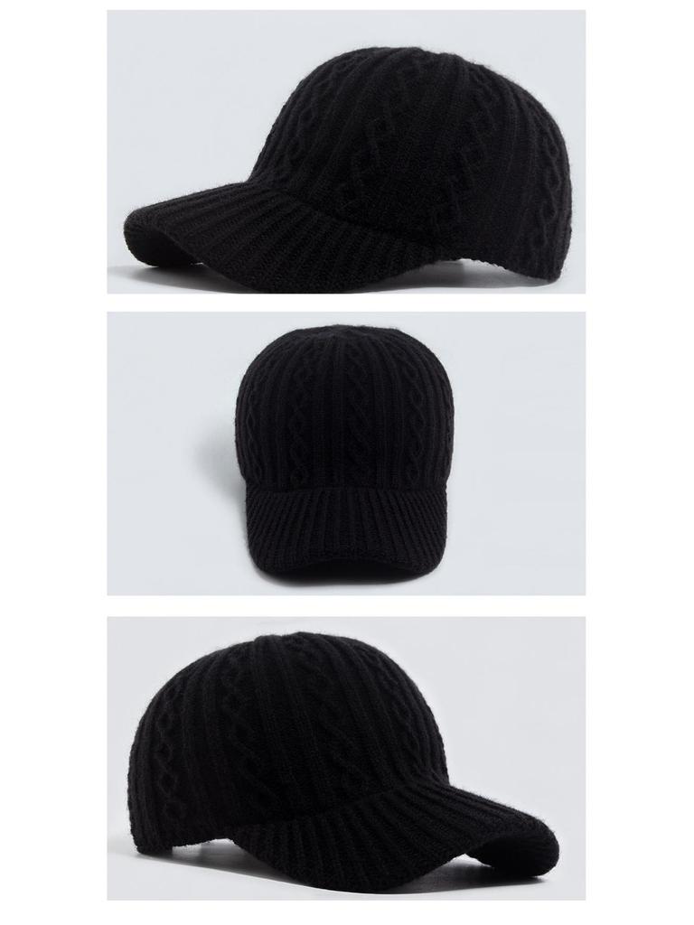 Damen Zopfstrick Woll Schirmmütze - Warme Herbst-/Wintermode für Mittelalte und Ältere