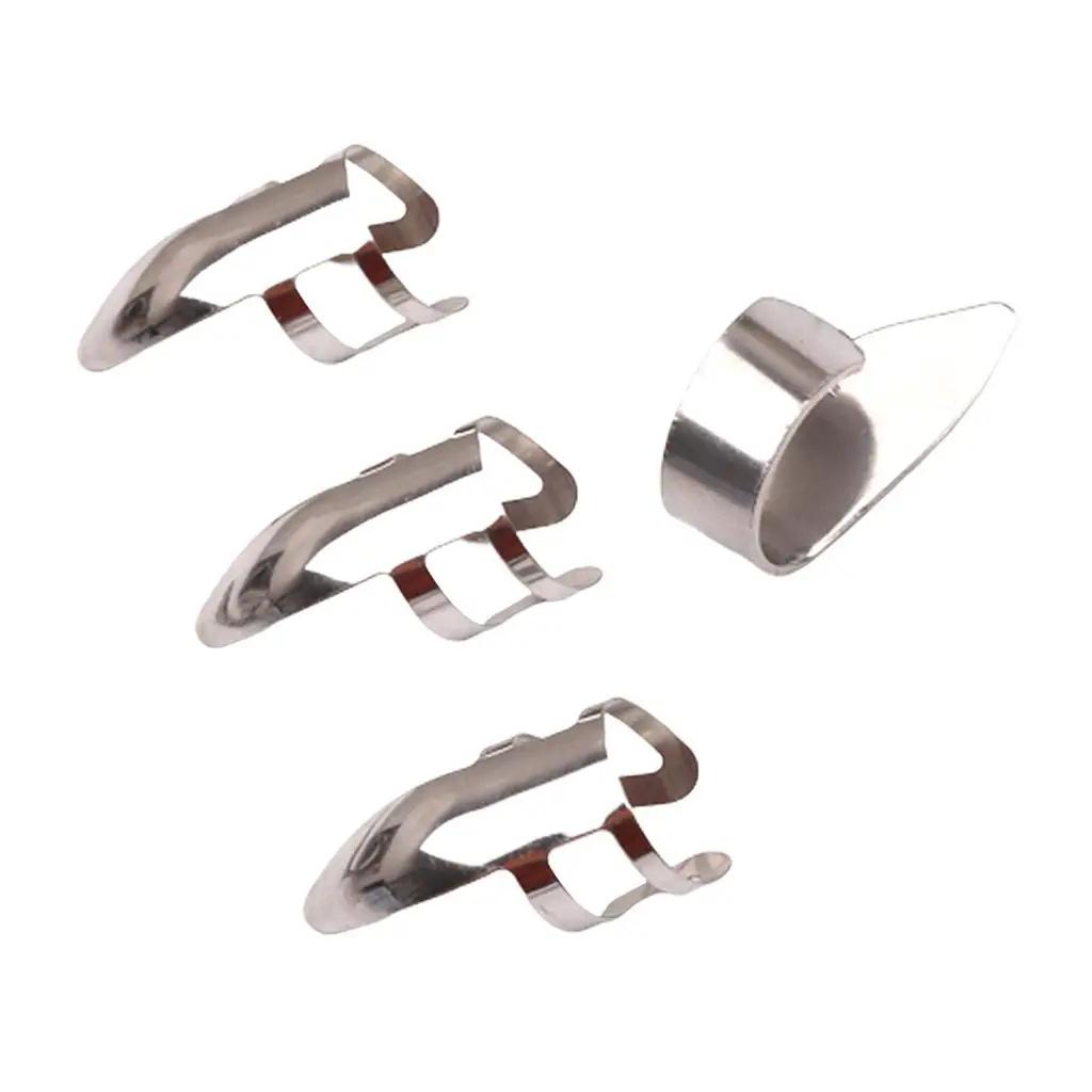 Metal Guitar Picks Finger Pick Sleeves Thumb and Index Finger Sleeves Stainless Steel Finger Pick Sleeves Speed Picks