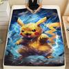 Pikachu All Season Print Flannel Blanket Warm for Sofa Bed Couch Travel Use.-TING