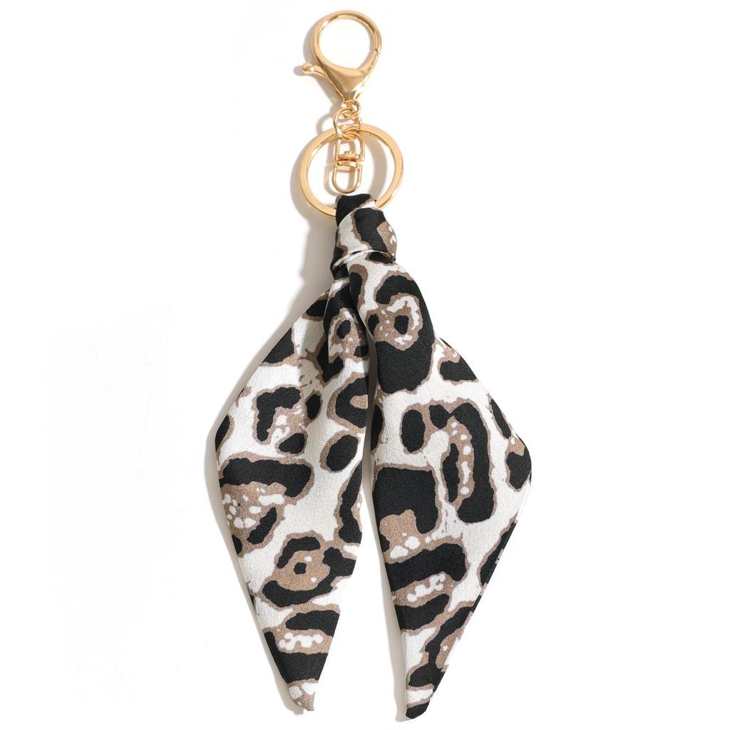 Retro Leopard Print Keychain with Silk Scarf Pendant - Hot Girl Style Accessory