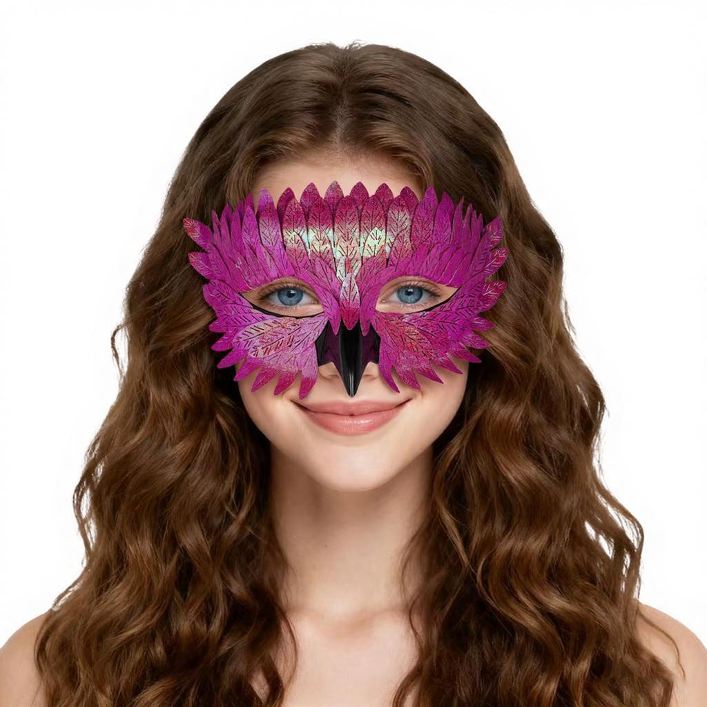 Glänzende Phönix-Vogel-Maskerade-Maske Kostüm Karnevalsparty Augenmaske Kunstleder Schnabel Gesichtsschutz Halloween Kostüm