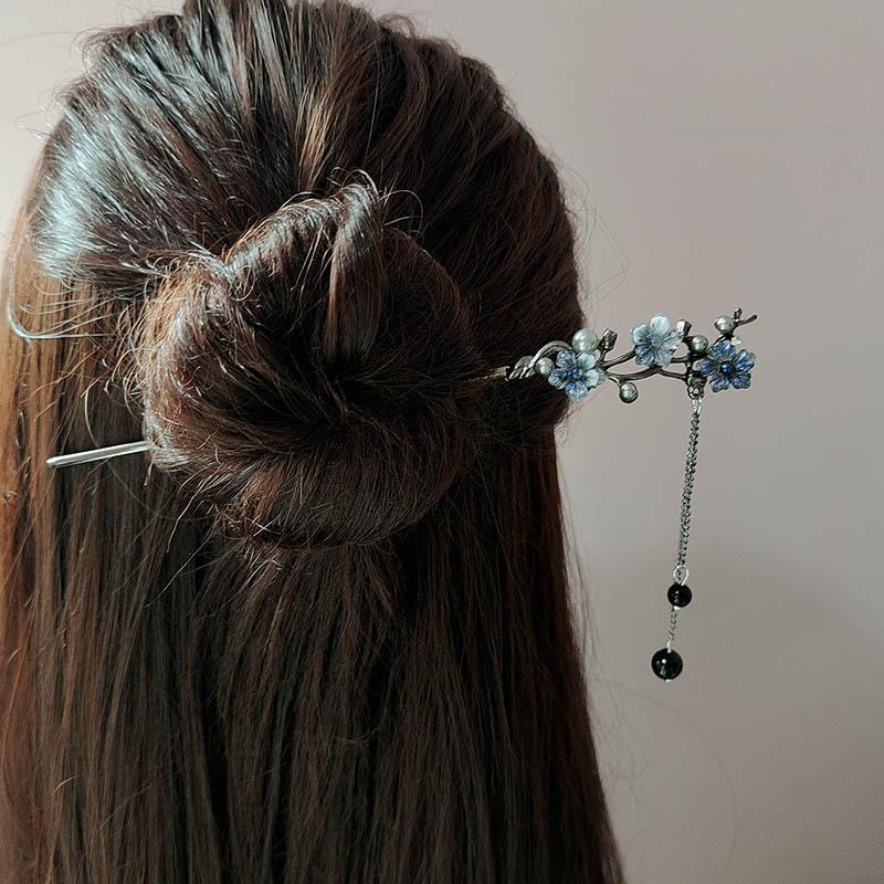 Vintage Flower Beads Tassel Hairpin for Women Girl New Jewelry Gifts Headdress Hair Clip Chinese Hanfu Hair Sticks Accessories
