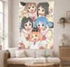 N-Nichijou Tapestry Wall Hanging Cute Anime Girls School Uniform Comedy Characters Group Art Bedroom Dorm Home Decor Fans Gifts