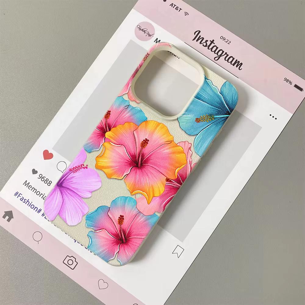 

Blue Watercolor Floral Butterfly Phone Case For iPhone 17 Pro Max 16 Plus 15 Pro 14 13 12 11 XR 17Air Lychee Textur Soft Cover iPhone XS Max