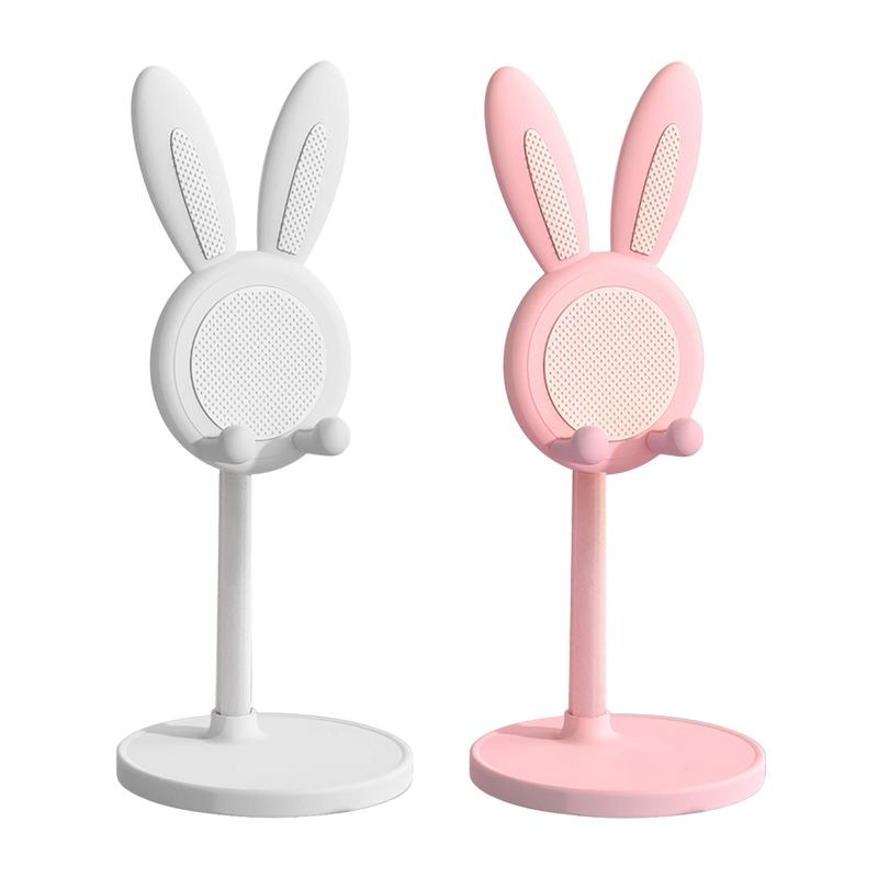 

Cartoon Bunny Desktop Mobile Phone Holder Stand Smartphone Tablet Bracket Adjustable Telescopic Lifting Lazy Bracket білий