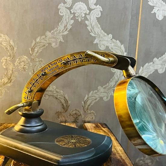 Messing Gravierte Lupe 17,78 cm Watts Sons London 1814, Handgefertigte Maritime Tischdekoration Heim Büro Jubiläum Hochzeit Weihnachtsgeschenk