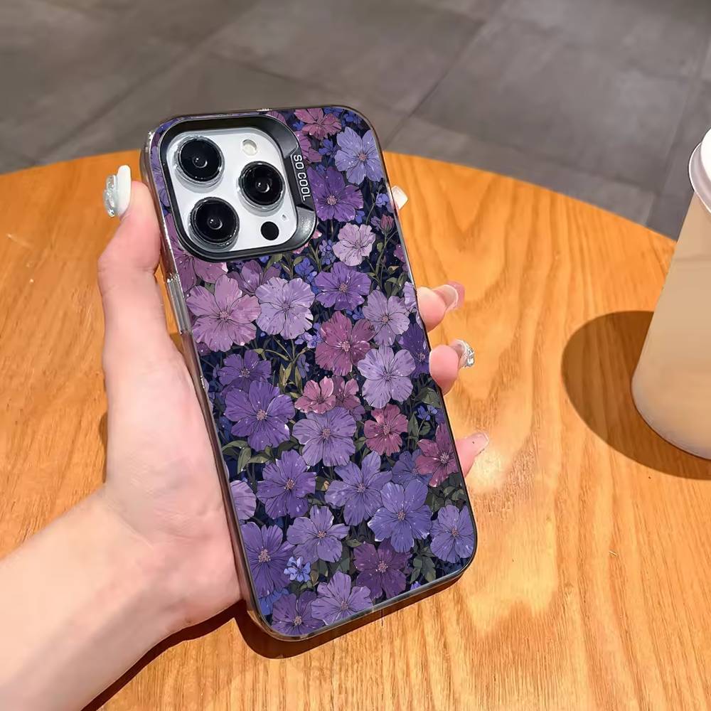 Flowers A-Art Phone Case For iPhone17,16,15,14,13,12,11,Pro,MAX White Matte Shockproof Cover