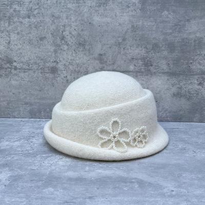 Foreign Daughter Style Korean Version Foreign Style White Knitted Top Hat Women'S Autumn And Winter Beret Versatile Literary And Retro Basin Hat