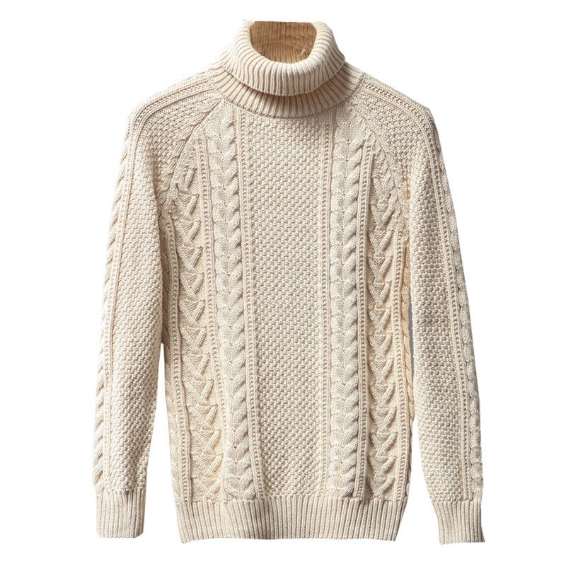 Foreign Trade Overplus Order Men Cut the Tag off Cattle Goods Thick Line Turtleneck sweater Slim fit Trend Fashion Export Twist Knit Outerwear