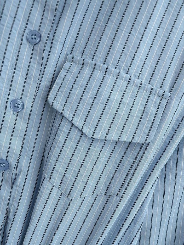 2025 Retro Sweet Spicy Striped Dress with Waistband and Pleated Skirt