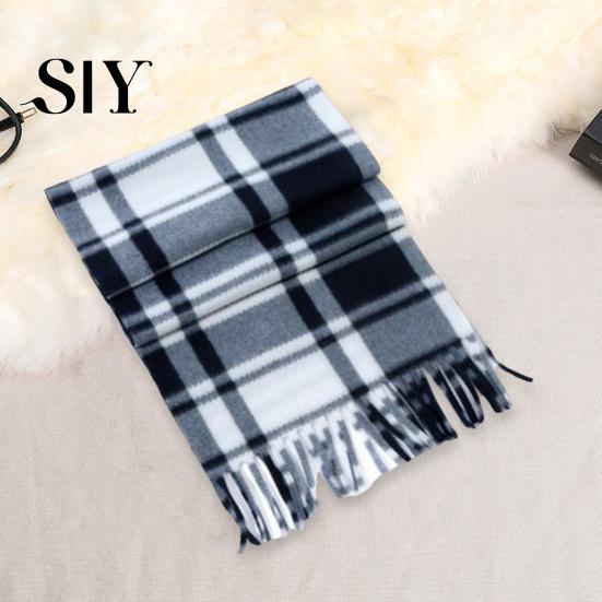 Soft Plaid Scarf Unisex Winter Color Matching Print Tassel Thick Warm Double-sided Checkered Shawl Plush Long And Wide Keep Neck Protection Lady Fall