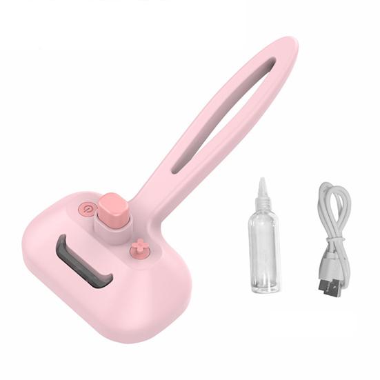 

Паровая щетка для питомцев 3-в-1, самоочищающаяся расческа для груминга кошек с распылителем, перезаряжаемый инструмент для линьки собак с длинной и короткой шерстью розовый