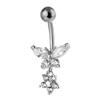 Piercing ombelicale in acciaio chirurgico con zircone a forma di farfalla